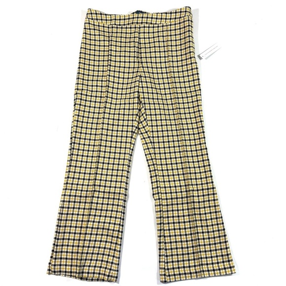 New ModCloth About to Bloom Cropped Pants Yellow Check - Picture 3 of 10